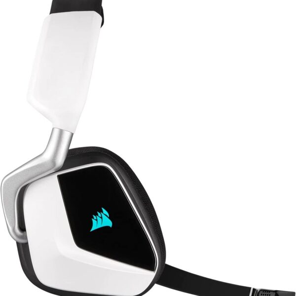 Corsair Fone de Ouvido Sem Fio para Jogos Void Elite RGB (Som Surround 7.1, Sem Fio de Baixa Latência de 2,4 GHz, Alumínio Durável com PC, Branco)