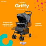 Cosco Kids Carrinho de Bebê Griffy Preto com reclino total, conforto e praticidade para o dia a dia. - Imagem 2