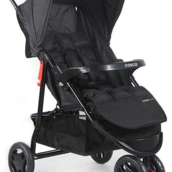 Cosco Kids Toffy: carrinho de bebê leve, moderno e confortável, com 3 rodas, inclinação múltipla e capota com visor.