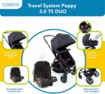 Cosco Kids Travel System Poppy Duo Preto Mescla: conforto, proteção UV30+ e praticidade para passeios e viagens com bebê. - Imagem 2