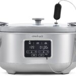 Crock-Pot Panela Elétrica Programável 7L: cozinhe e transporte com praticidade, função sous vide e aço inoxidável.