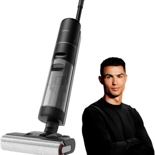 DREAME Aspirador Vertical Sem Fio a Seco e Úmido H12 Pro, Limpador de Piso Inteligente para Pisos Duros, Limpeza de Borda a Borda em uma Só Passada e Secagem Automática com Ar Quente 220-240V