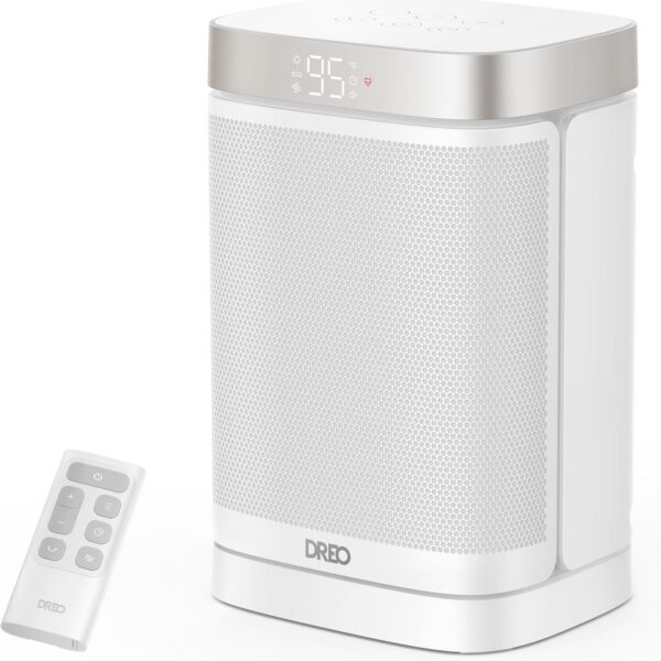 DREO Atom One 1500W: aquecimento rápido, silencioso e com oscilação de 70° para máximo conforto.
