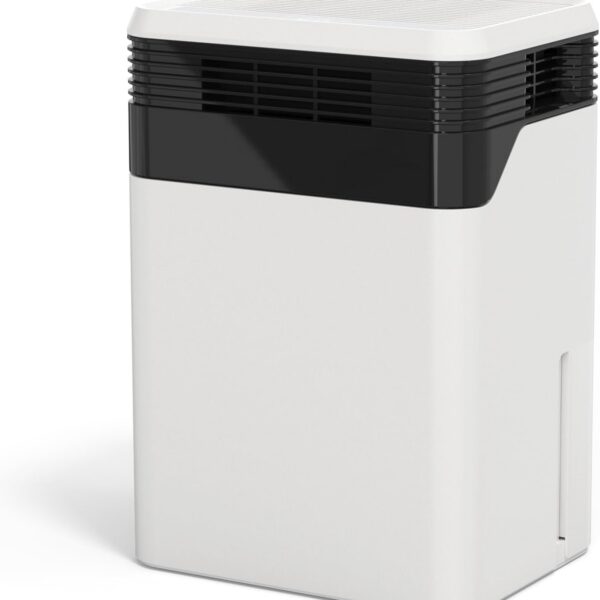 Desumidificador de 100 onças com visor de umidade: potente, silencioso e ideal para quarto, banheiro e armário.