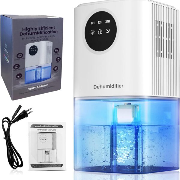 Desumidificador de Ar Inteligente com Timer 1,7L: silencioso, econômico e ideal para ambientes úmidos.