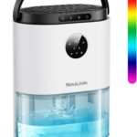 Desumidificador para casa, desumidificadores de tanque de água de 1,927 g para banheiro, quarto, sala de estar, controle automático de umidade, display digital, luz de respiração de 7 cores, branco