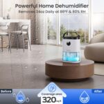 Desumidificador para casa, desumidificadores de tanque de água de 1,927 g para banheiro, quarto, sala de estar, controle automático de umidade, display digital, luz de respiração de 7 cores, branco - Imagem 2