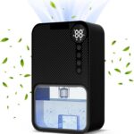 Desumidificador portátil para quarto: tanque de água de 1,048 g preto pequeno desumidificador com desligamento automático super silencioso dois modos de trabalho com luz LED de 7 cores, para quarto