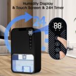 Desumidificador portátil para quarto: tanque de água de 1,048 g preto pequeno desumidificador com desligamento automático super silencioso dois modos de trabalho com luz LED de 7 cores, para quarto - Imagem 2