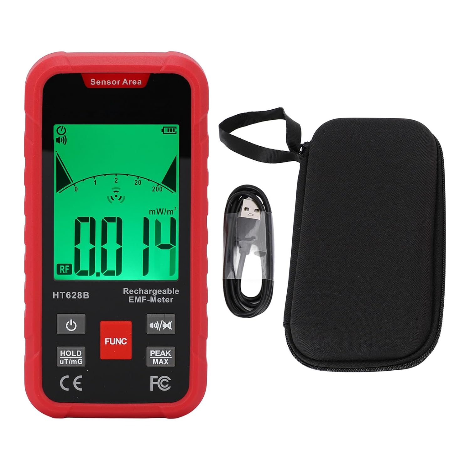 Detector de radiação EMF 3 em 1 para RF, EF Detector de radiação EMF 3 em 1 para RF, EF e MF com LCD retroiluminado, ideal para medir microondas e campos eletromagnéticos com precisão.
