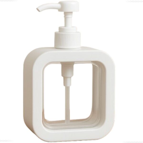 Dispenser sabonete líquido minimalista 500ml com visor transparente, design moderno e prático para banheiro, cozinha ou lavabo.