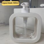 Dispenser sabonete líquido minimalista 500ml com visor transparente, design moderno e prático para banheiro, cozinha ou lavabo. - Imagem 2