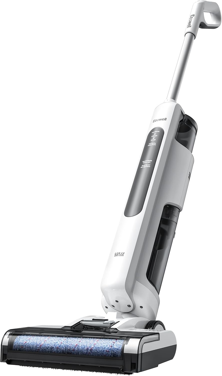 ECOWELL Aspirador de pó seco e úmido, lavagem a vácuo ECOWELL Aspirador de pó seco e úmido, lavagem a vácuo sem fio, tudo em um, autolimpante, limpeza de borda dupla face, 3,7 kg, aspirador de chão leve de 3,7 kg para pisos duros