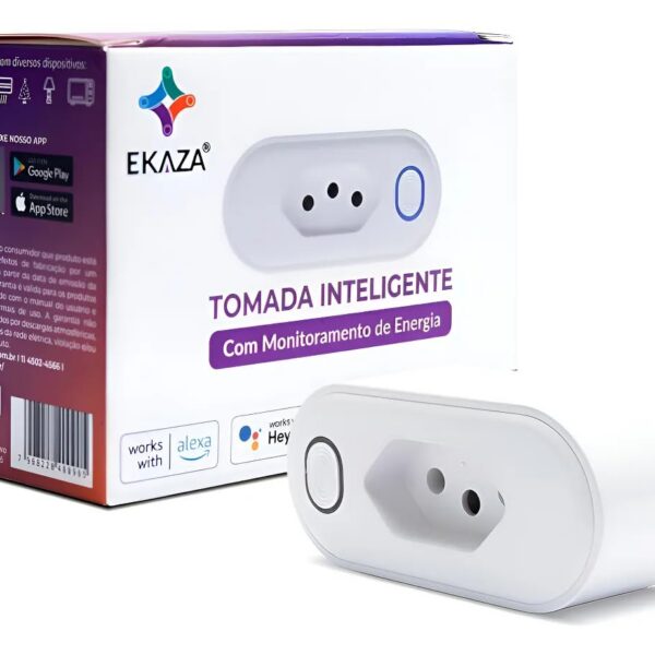 EKAZA Tomada Inteligente 16A com medidor de consumo, Wi-Fi e Alexa: controle sua energia com praticidade.