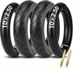 ELVANO pneu e tubo 10x2,5 para scooter elétrica: mais conforto, aderência e instalação fácil com 2 alavancas inclusas.