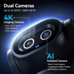 EMEET PIXY Dual-Camera AI-Powered PTZ Camera 4K, AI Tracking, PDAF&AI Autofocus 0.2s, 1/2.55'' Sensor, 3 Mics, Presets, Gesture Control, 4K Webcam for Streaming and OBS/Twitch/Switch 2 Compatible - Imagem 2