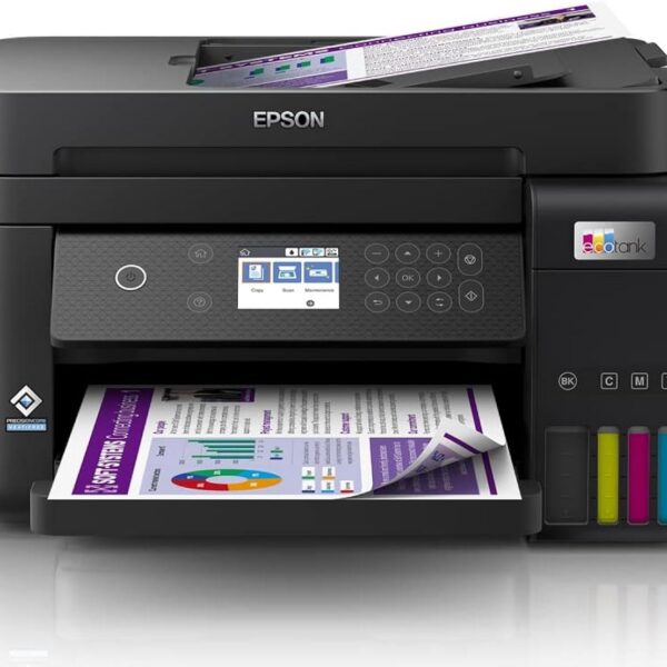 EPSON Multifuncional EcoTank L6270 - Tanque de Tinta Colorida, Wi-Fi Direct, Ethernet, Frente e Verso Automático, ADF, Bivolt, Preto