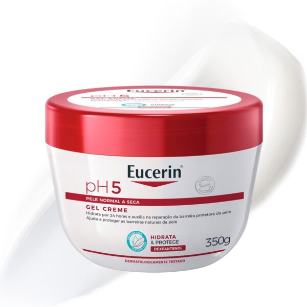 EUCERIN Gel Creme Hidratante Corporal pH5 350ml, Textura Ultraleve, Dexpantenol, Hidratação Diária, Pele Sensível e Seca