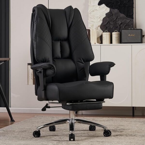 EXCEBET Cadeira ergonômica grande e alta com apoio para os pés, couro PU e suporte lombar para máximo conforto e resistência de 181 kg