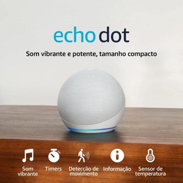 Echo Dot branco com Alexa: som potente, Wi‑Fi e Bluetooth para sua casa inteligente