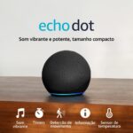 Echo Dot preto com Alexa: som vibrante, Wi-Fi, Bluetooth e controle inteligente da casa