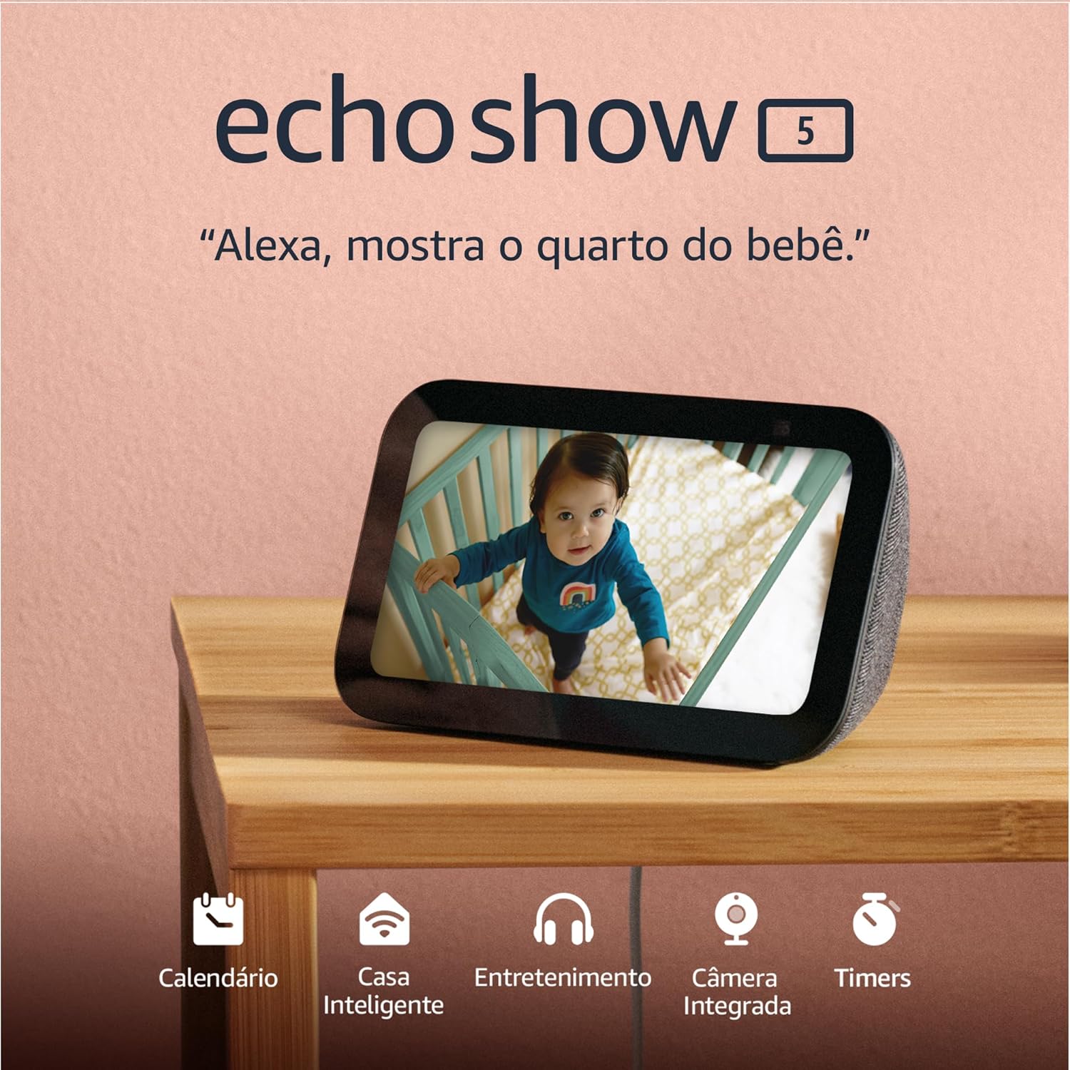 Echo Show 5 com Alexa: som mais potente, tela 5,5 Echo Show 5 com Alexa: som mais potente, tela 5,5 e câmera integrada para sua casa inteligente.
