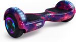 Egazza K5 Hoverboard Cosmos Roxo com autoequilíbrio, Bluetooth e luzes LED para diversão e compra segura em qualquer idade