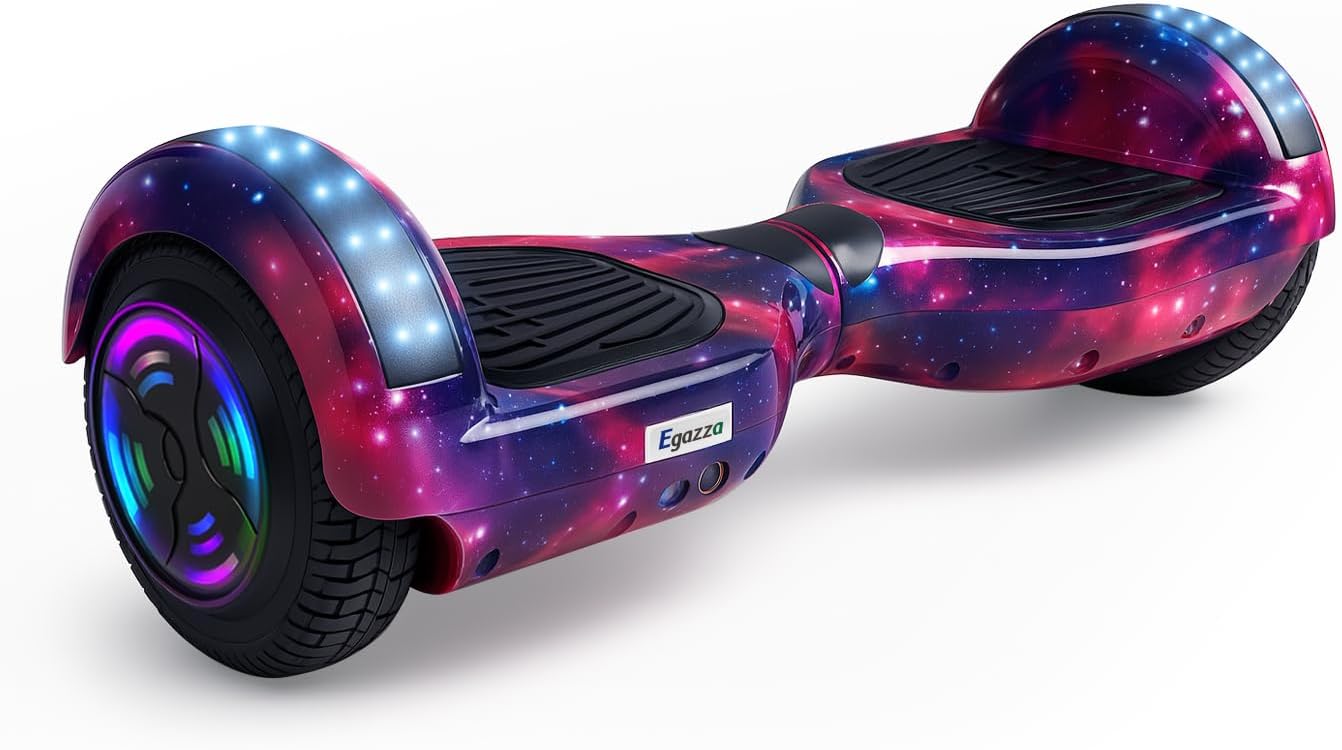 Egazza K5 Hoverboard Cosmos Roxo com autoequilíbrio, Bluetooth e luzes Egazza K5 Hoverboard Cosmos Roxo com autoequilíbrio, Bluetooth e luzes LED para diversão e compra segura em qualquer idade
