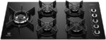 Electrolux Cooktop 5 Bocas KE5GW Bivolt com Mesa de Vidro, ChamaPrecisa e Grade em Ferro Fundido para cozinhar com eficiência.