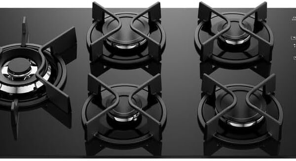 Electrolux Cooktop 5 Bocas KE5GW Bivolt com Mesa de Vidro, ChamaPrecisa e Grade em Ferro Fundido para cozinhar com eficiência.