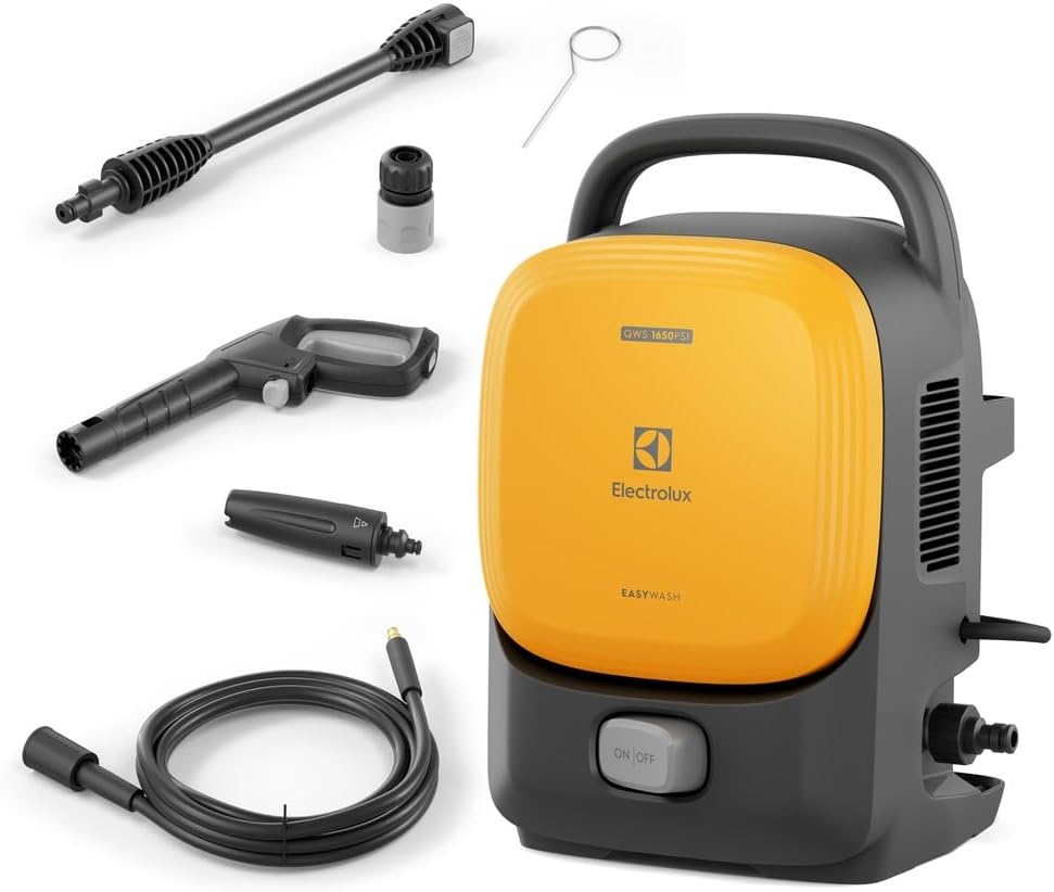 Electrolux Lavadora de Alta Pressão 1650PSI 1400W de Potência com Electrolux Lavadora de Alta Pressão 1650PSI 1400W de Potência com Engate Rápido EasyWash Lava Jato Lava Car QWS1650 127v Amarela