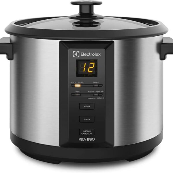 Electrolux Panela Elétrica vapor arroz capacidade 1,8L 10 xícaras 4 funções pré-programadas timer panela removivel antiaderente tampa vidro ECC20 inox 220v por Rita Lobo
