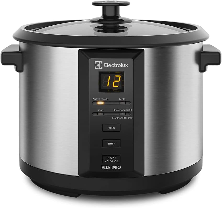 Electrolux Panela Elétrica vapor arroz capacidade 1,8L 10 xícaras 4 Electrolux Panela Elétrica vapor arroz capacidade 1,8L 10 xícaras 4 funções pré-programadas timer panela removivel antiaderente tampa vidro ECC20 inox 220v por Rita Lobo
