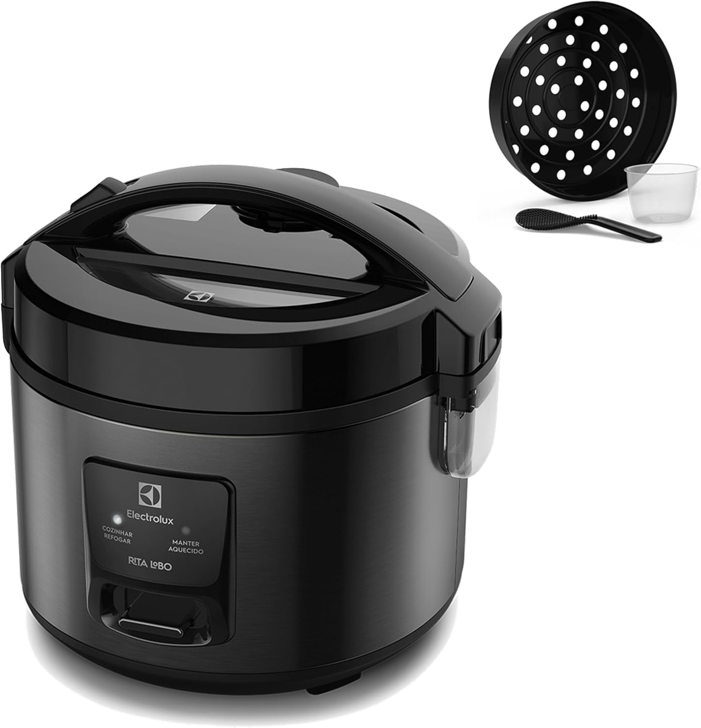 Electrolux Panela Elétrica vapor arroz capacidade 2L 6 Xícaras 2 Electrolux Panela Elétrica vapor arroz capacidade 2L 6 Xícaras 2 em 1 timer panela removivel antiaderente tampa com visor transparente ERC10 inox 220v por Rita Lobo