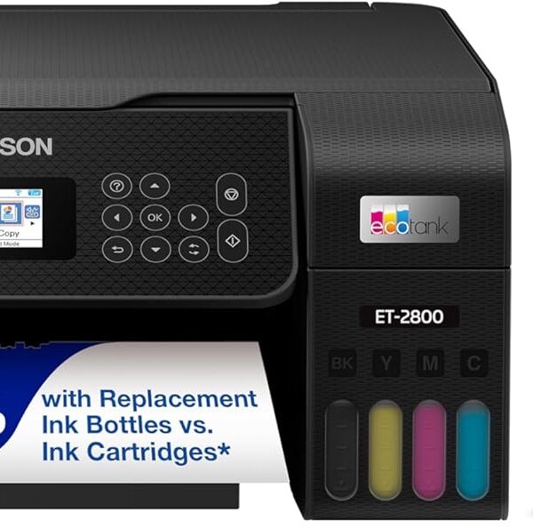 Epson EcoTank ET-2800 Impressora Supertank colorida sem cartucho sem cartucho com digitalização e cópia – a impressora doméstica básica ideal - preta