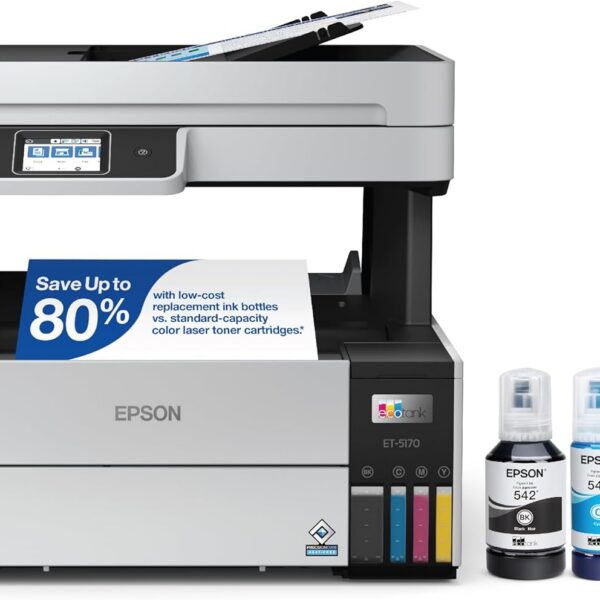 Epson EcoTank Pro ET-5170 Impressora Supertank sem fio multifuncional colorida com scanner, copiadora, alimentador de documentos automáticos Fax Plus