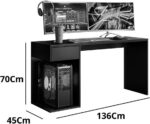 Escrivaninha Gamer Movelove Start Flex: suporte para 2 monitores, gaveta metálica e design branco para seu setup. - Imagem 2