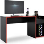 Escrivaninha Mesa Gamer EROS preto/vermelho: tampo amplo, estrutura robusta e conforto ergonômico para seu setup.