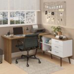 Escrivaninha Mesa de Escritório de Canto 3 Gavetas Lisboa Madesa: organização, espaço e design moderno para seu home office.