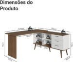 Escrivaninha Mesa de Escritório de Canto 3 Gavetas Lisboa Madesa: organização, espaço e design moderno para seu home office. - Imagem 2