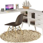 Escrivaninha Mesa de Escritório de Canto Lisboa Madesa com 3 gavetas, 4 nichos e design funcional para organizar seu home office.