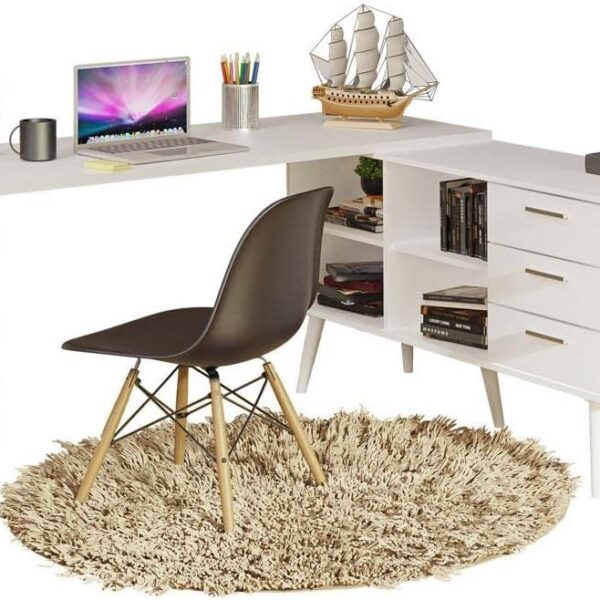 Escrivaninha Mesa de Escritório de Canto Lisboa Madesa com 3 gavetas, 4 nichos e design funcional para organizar seu home office.