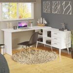 Escrivaninha Mesa de Escritório de Canto Lisboa Madesa com 3 gavetas, 4 nichos e design funcional para organizar seu home office. - Imagem 2
