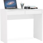 Escrivaninha Tijuca Branco Politorno: funcional, compacta e com 2 gavetas para organizar seu home office com estilo.