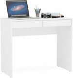 Escrivaninha Tijuca Branco Politorno: funcional, compacta e com 2 gavetas para organizar seu home office com estilo.