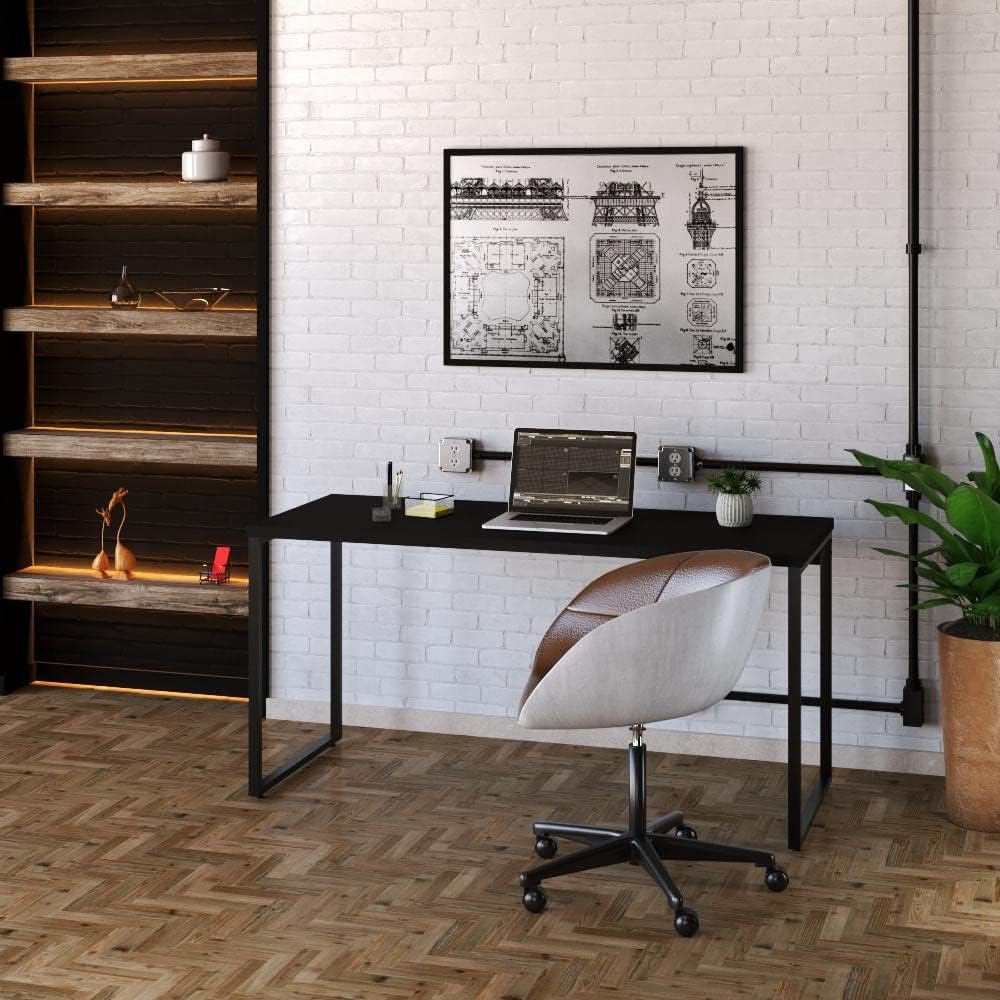 Escrivaninha Trevalla Kuadra Industrial 150cm Preto Ônix: ampla, elegante e Escrivaninha Trevalla Kuadra Industrial 150cm Preto Ônix: ampla, elegante e ideal para seu escritório ou home office.