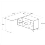Escrivaninha em L Retrô Gold Artany: 5 nichos e 2 gavetas para home office organizado e versátil. - Imagem 2