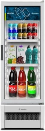 Expositor Metalfrio VB25 Light 256L com vidro antiembaçante, LED e Frost Free para bebidas sempre visíveis e geladas