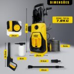 FINYQBET Lavadora de Alta Pressão 2000W: limpeza potente e prática para carros, garagens e pátios com 120 bar e carretel giratório. - Imagem 2