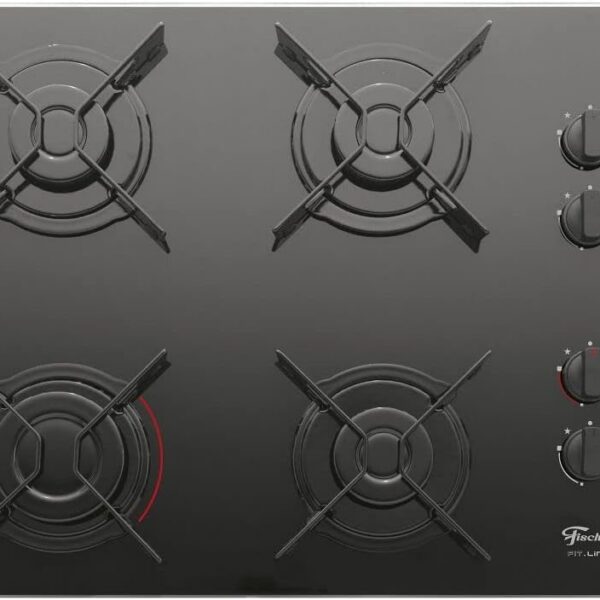 FISCHER COOKTOP À GÁS 4 BOCAS FIT LINE MESA VIDRO PRETO BIVOLT - 26342-57175